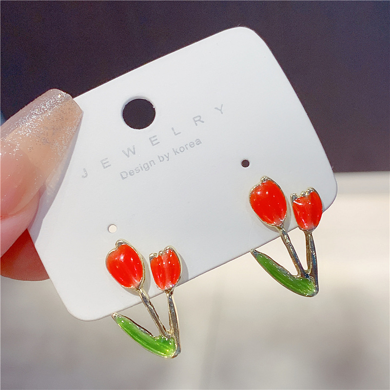 1 Ζεύγος Γλυκό. Λουλούδια Κράμα Επάργυρο Άργυρο Σκουλαρίκια Με Σκουλαρίκια display picture 5