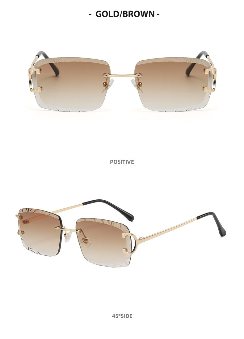 Solid Color Pattern Streetwear Solid Color PC UV400 Protection Square Frameless Women's Sunglasses
