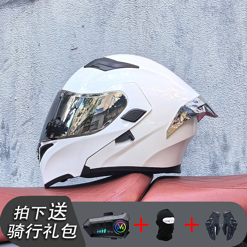 ORZ Casco de carreras Casco de doble lente totalmente cubierto para hombre Casco completo Four Seasons Travel Rally Casco completo Personalidad Bluetooth