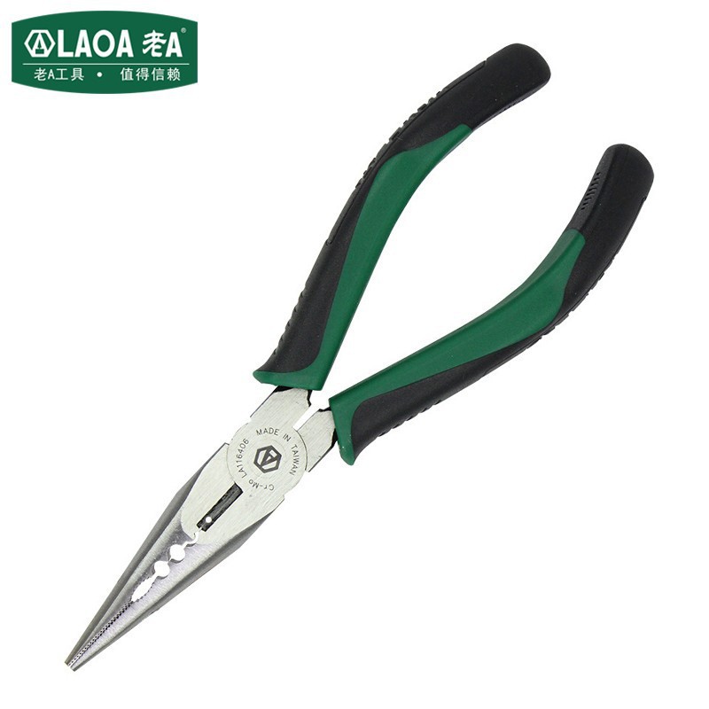 老A（LAOA）中国台湾产美式尖嘴钳尖口钳夹持钳子6英寸 LA116206