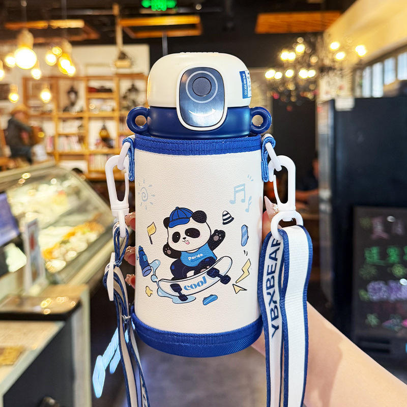 儿童保温杯智能指纹锁密码水杯学生上学专用2025新款高颜值吸管杯|undefined