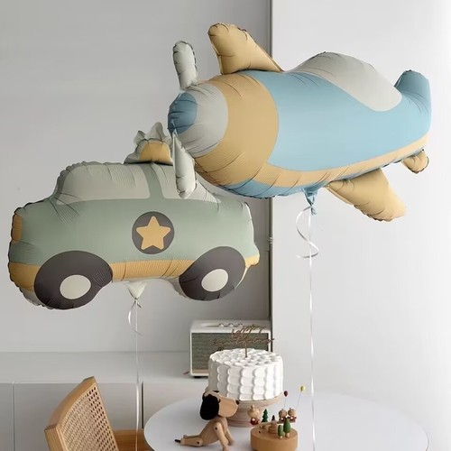 Cute matte matte car airplane rainbow aluminum film balloon children's first birthday decoration party decoration