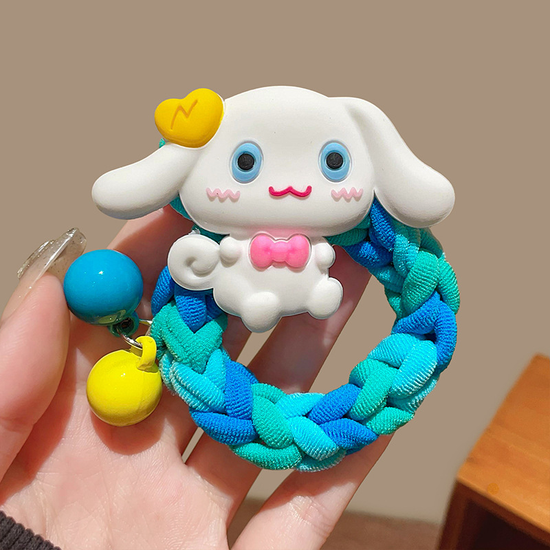 Sanrio colorido tejido de otoño e invierno para niños cuerda de pelo de dibujos animados linda chica banda de goma tocado alto elástico diadema duradera