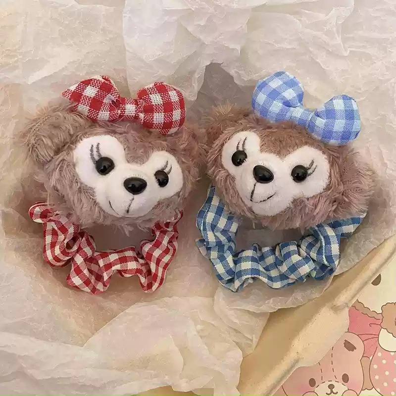 Anillo de cabello Shelly Mei, dibujos animados para mujeres, cuerdas de cabello encantadoras para jóvenes, dibujos animados jk, tocado de viento, anillo de cuero a cuadros rojos japoneses.