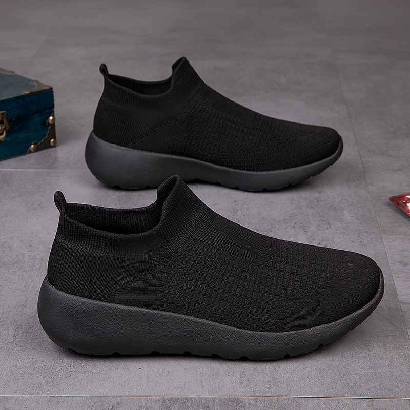 Foreign Trade Surplus Japanese Summer Men's Soft-Soled Breathable Mesh Slip-On Socks Shoes Lightweight Travel Running Shoes Trendy
