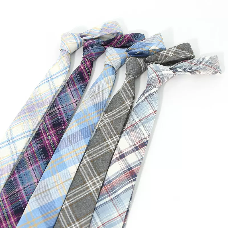 商务休闲6CM格纹领带男士蓝色红色斜条纹涤纶丝手打领带现货批发