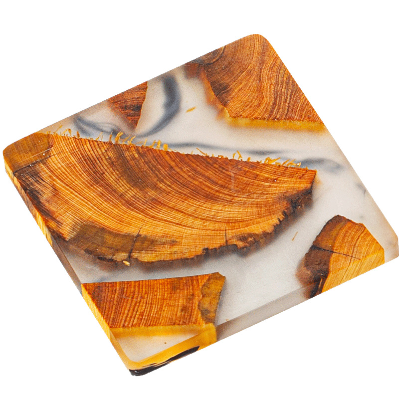Taza de té de madera maciza de estilo japonés estera de aislamiento de resina estera portavasos simple Junta creativa ceremonia del té partes yabei bandeja de madera