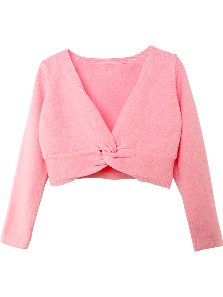 Ropa de baile para niños ropa de práctica Otoño e Invierno chal de punto ropa de ballet ropa de abrigo de suéter de baile de manga larga para niñas