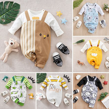 初生婴儿衣服宝宝百天连体衣满月卡通背带长爬服0-1岁哈衣跨境