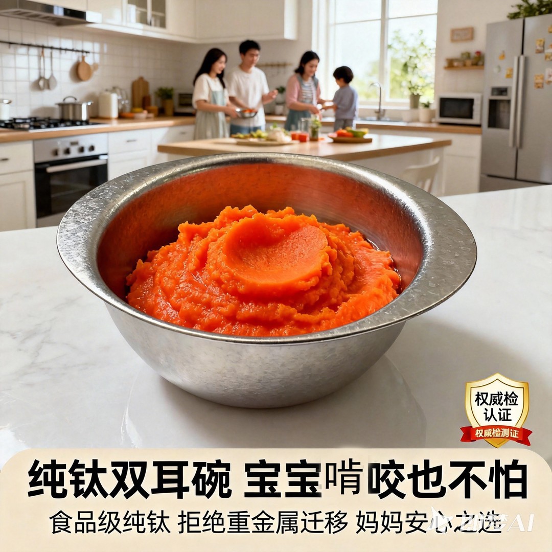 Pure Titanium Double-Eared Baby Food Bowl, Pure Titanium Ice Flower Cold Noodle Bowl, Pure Titanium High Temperature Crystallization Bowl, Double-Eared Bowl