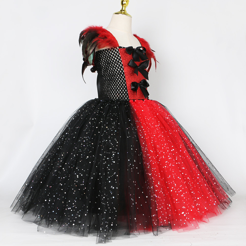 Abbigliamento per bambini Vestito da vampiro e zombie per bambini Costume da cosplay di Halloween per ragazze Vestito da tutù in tulle a rete_voghion.com
