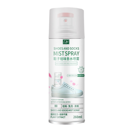 Deodorizing shoe and sock spray, fragrance mist for removing shoe odor, foot sweat odor, shoe freshener, deodorizing mist.