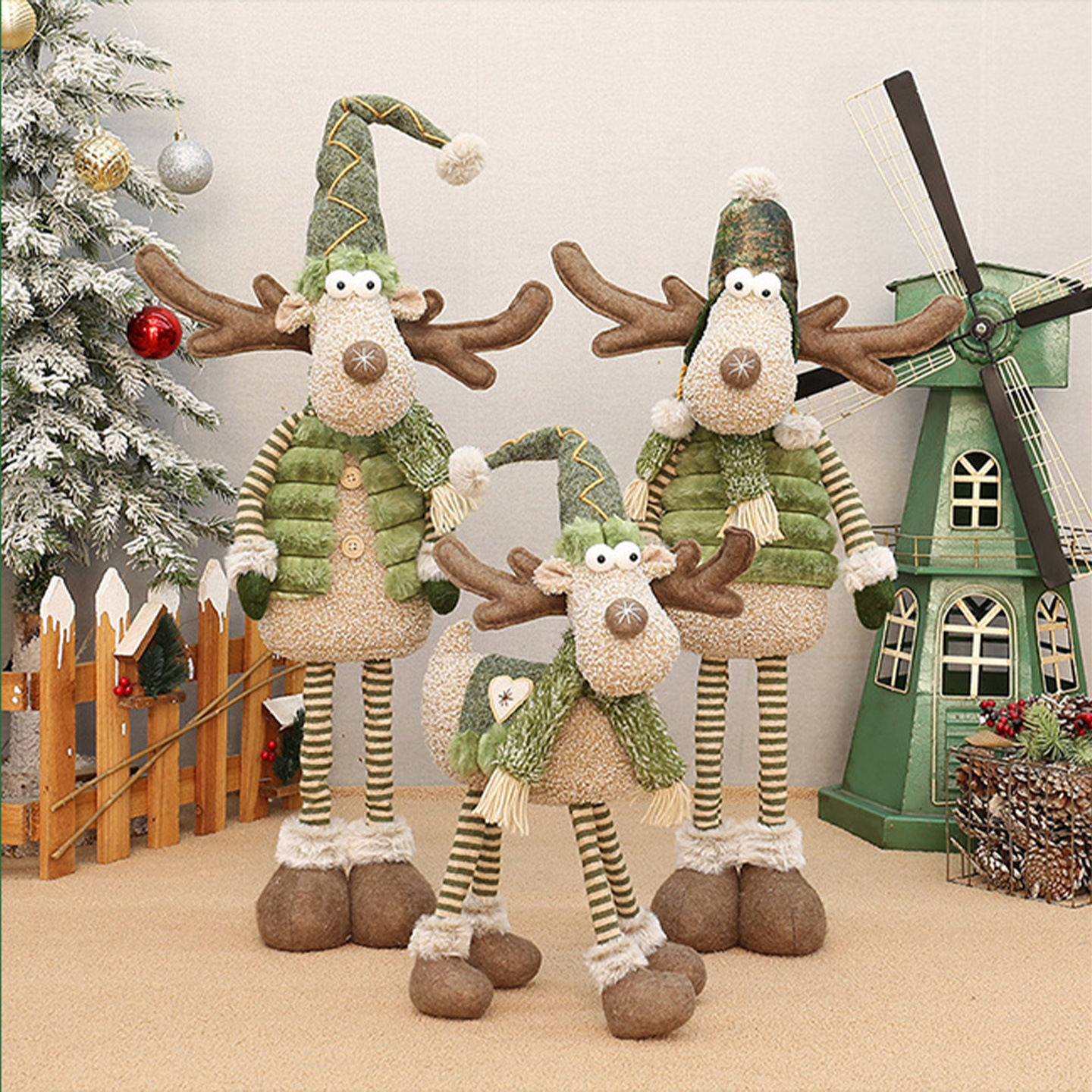 European-Style Christmas Reindeer Plush Decor – Handmade Fabric Stag Doll For Holiday Tabletop, Fireplace & Festive Gift Giving_voghion.com