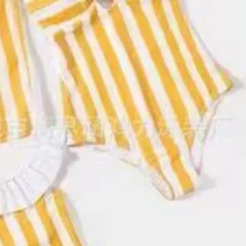 连体条纹镂空泳衣女士