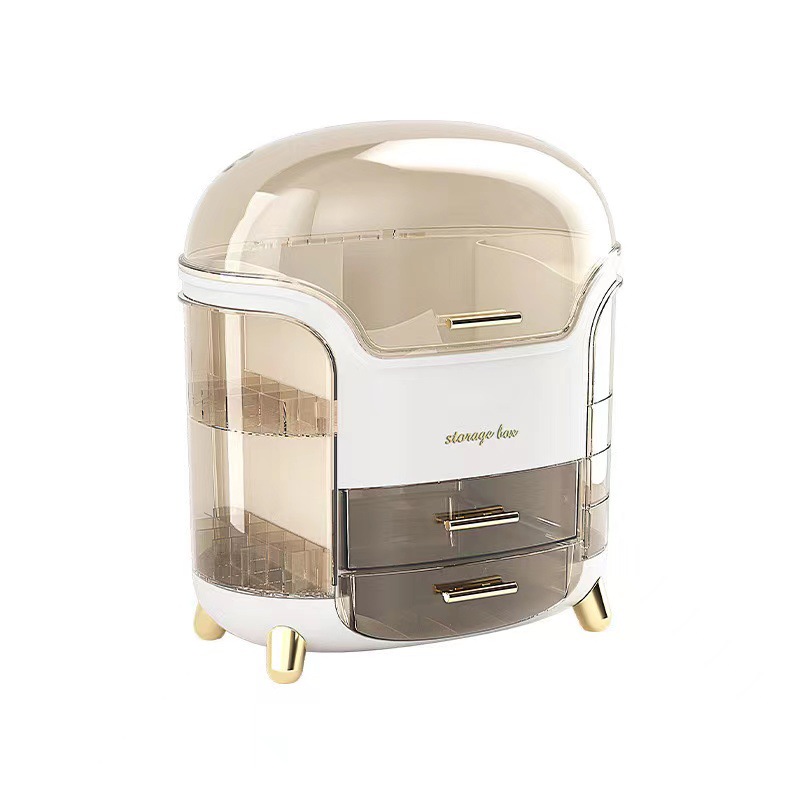 Tocador cosméticos caja de almacenamiento de plástico de escritorio de gran capacidad de cuidado de la piel estante perfume lápiz labial máscara caja