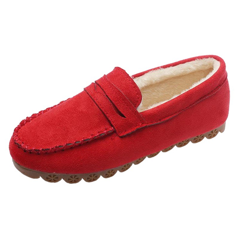 Suministro directo de fábrica 2022 zapatos de guisantes de invierno tendón de carne plana inferior suave zapatos de algodón forrado de lana mujeres embarazadas zapatos perezosos mamá