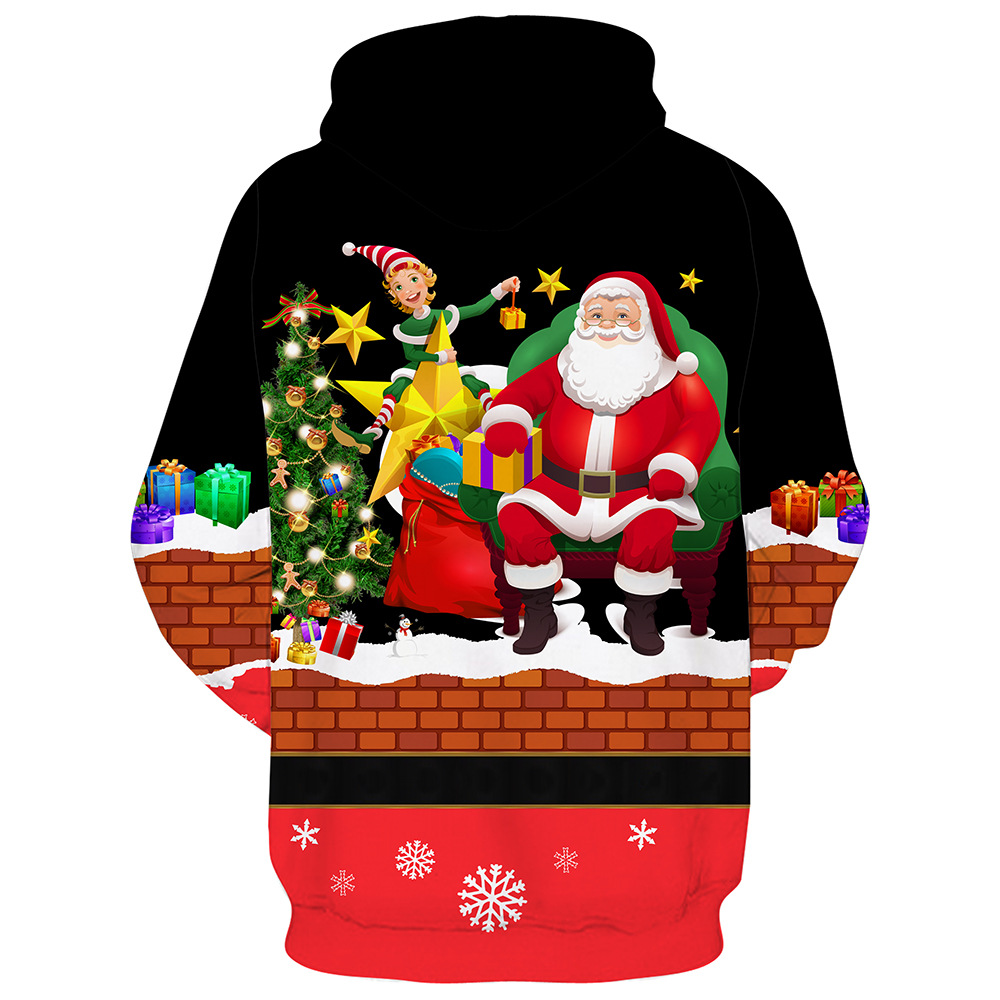 boy Cross-Border Christmas Carnival Snowman European And American Men's Digital Print Pullover Long Sleeve Hoodie Fleece_voghion.com