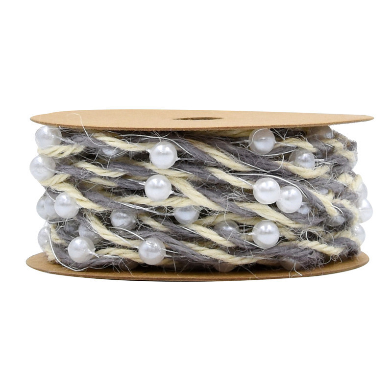 Nuevo transfronterizo tejido a mano contraposición corda de cáñamo flor de jardinería embalaje de regalos de cadena de cuentas con alambre de hierro 5 metros