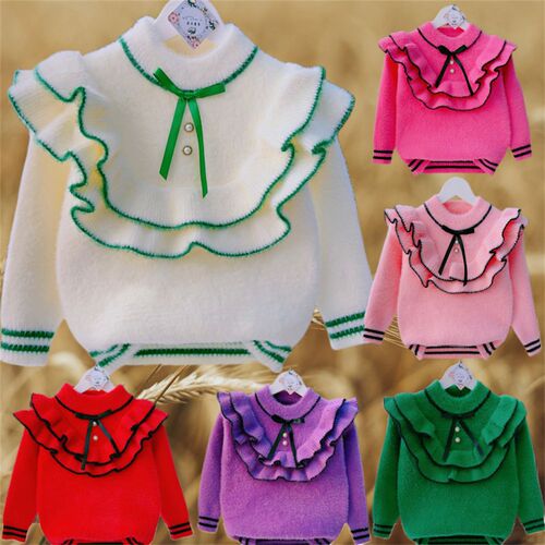 Children's Knitwear 2025 Autumn/Winter New Design with Bow Edge Lining and Thick Warm Hooded Top Bottom Shirt Other