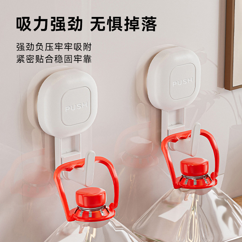 Suction cup hooks, no drilling required, vacuum-powered, strong load-bearing, adhesive hooks for kitchen, behind doors, bathroom, and toilet walls