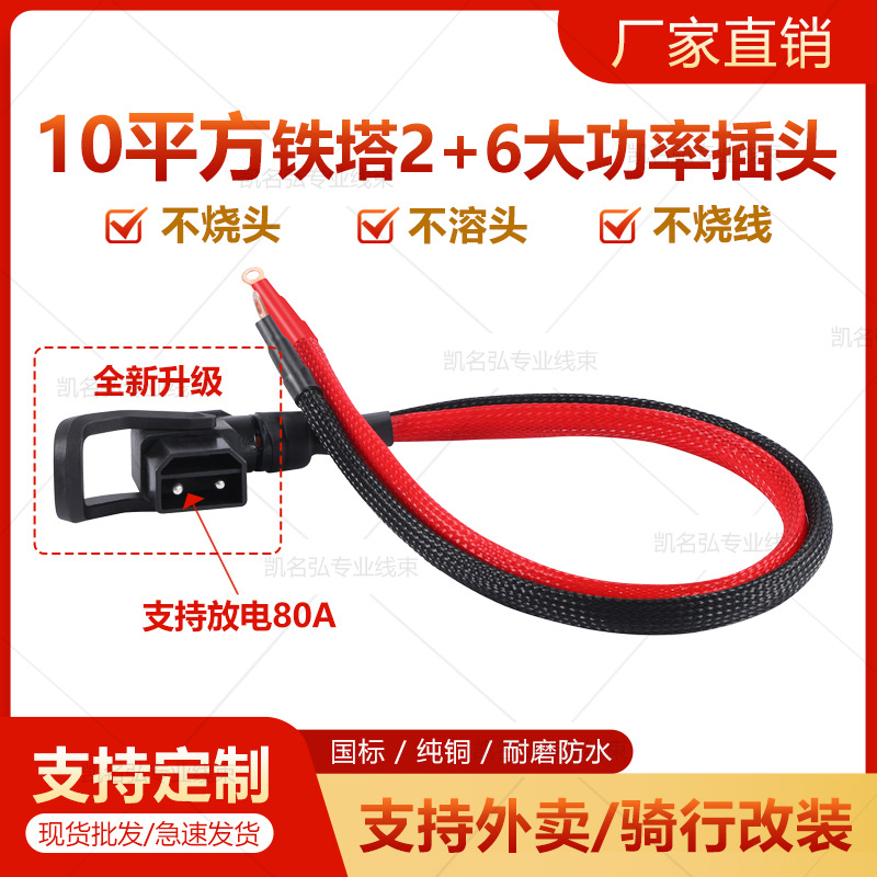 6平10平方2+6铁塔光宇换电电动车加粗耐高温大功率电源线改装插头