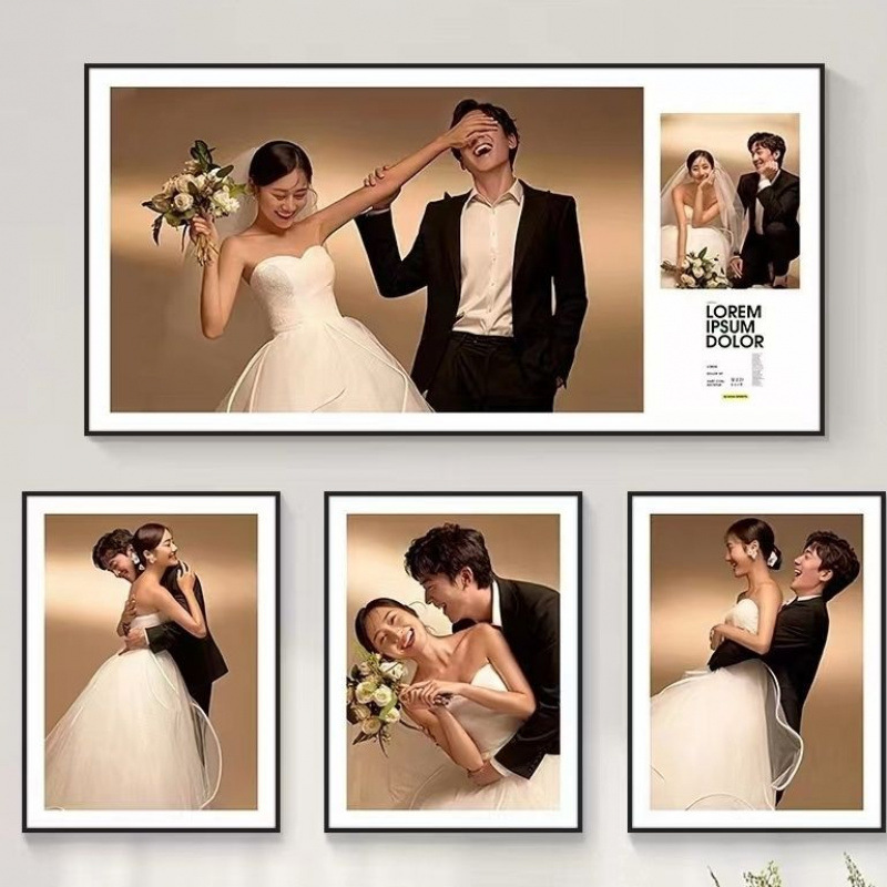 High-Definition Modern Minimalist High-End Wedding Photo Family Portrait Frame with Laser Printing, 0 Formaldehyde Aluminum Alloy Wall-Mounted