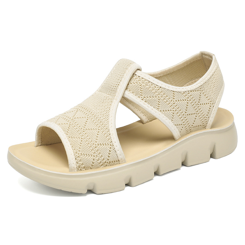 Zapatos de mujer verano nuevo tela transpirable sandalias zapatos transfronterizos al por mayor de poliuretano ligero fugas de dedos fríos zapatillas de mujer