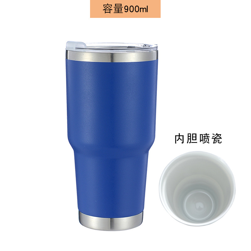 Suministro directo de fábrica 30oz aerosol interior de cerámica taza de helado taza de cerveza de coche 304 taza de vacío de acero inoxidable taza de coche