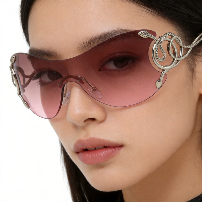 European and American Fashion Snake-Shaped Frameless Women's Sunglasses Designer High-End Sunshade Sunglasses Street Style Trendy Cross-Border European and American Fashion Snake-Shaped Frameless Women's Sunglasses Designer High-End Sunshade Sunglasses Street Style Trendy Cross-Border