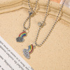 Brand retro space necklace hip-hop style for beloved, rainbow pendant, chain for key bag , Korean style