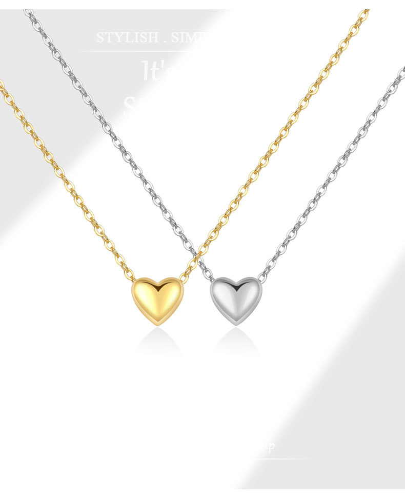 925 Sterling Silver Cable Chain Plating Heart Shape Pendant Necklace display picture 1