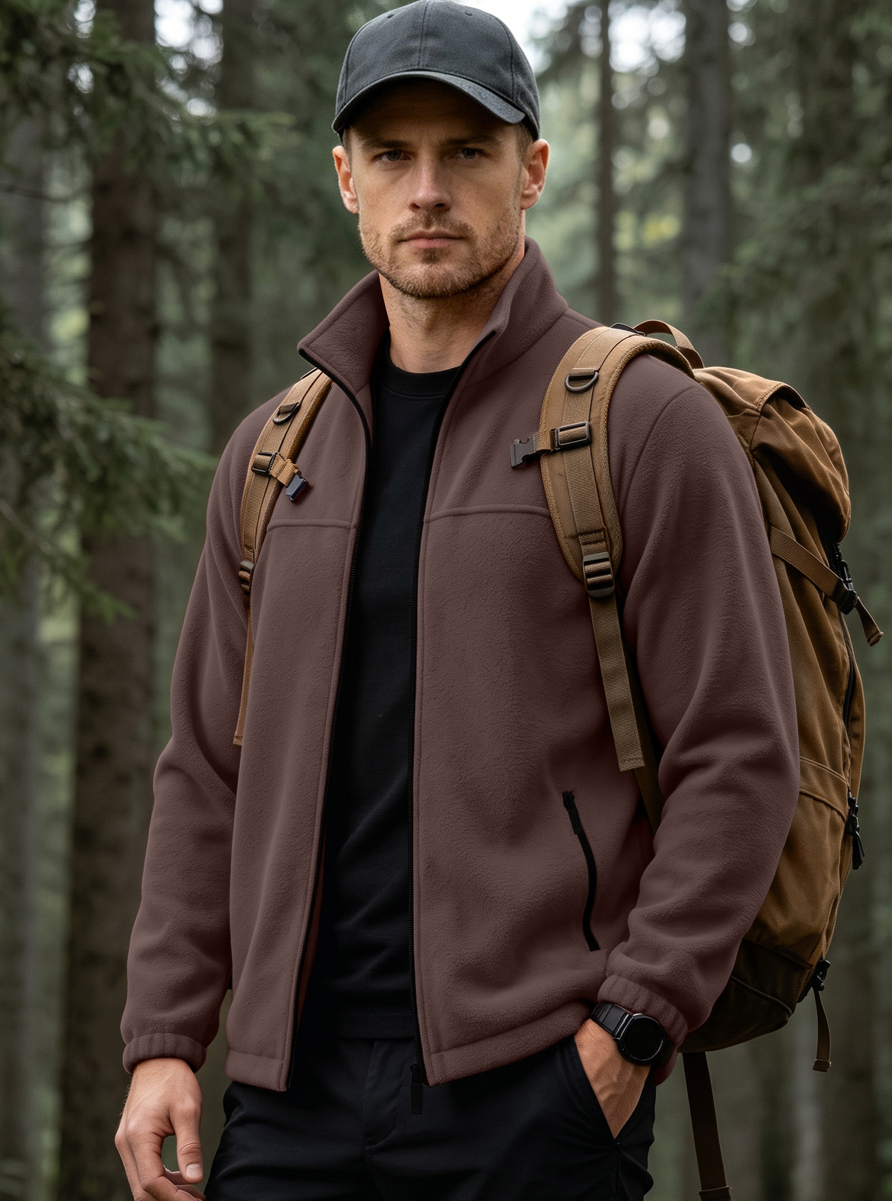 Sudadera con Cuello Alto de Forro Polar para Hombre 380g de Poliéster Térmico para Ocio image 9