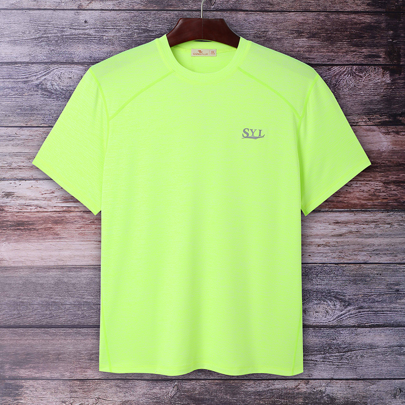 Personalizado verano nuevo color sólido de luz deportiva secado rápido camiseta de manga corta cuatro agujas seis hilos camiseta de marca de absorción de sudor