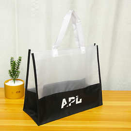 大号600D牛津布服装手拎袋尼龙网拼接涤纶购物网纱透明超市手提袋