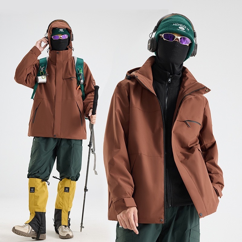 山系三合一男女同款冲锋衣户外抓绒保暖外套防风防水可拆卸登山服|undefined