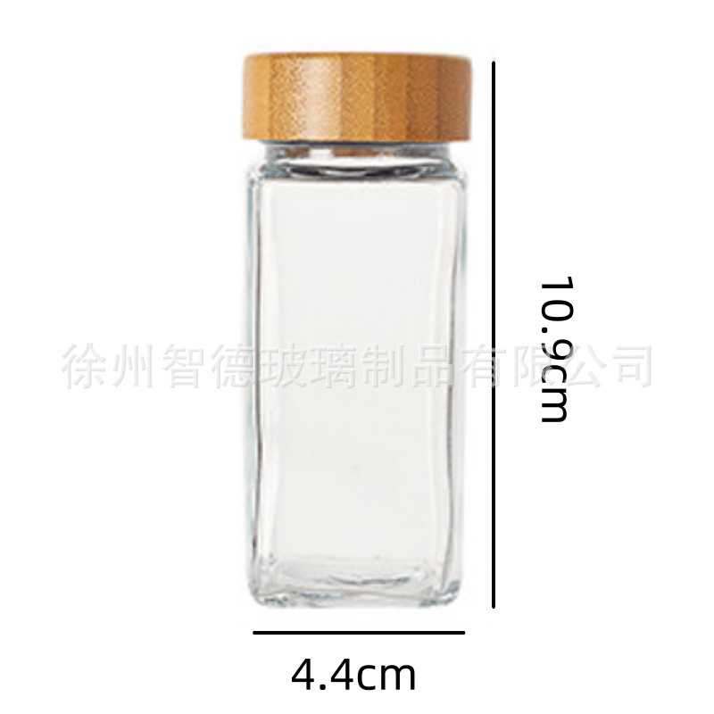 Tarro de condimento cuadrado de 4oz transfronterizo, botella de condimento de pimienta, botella de polvo de pimienta, tarro de condimento de vidrio de 120ml, decoración de relleno