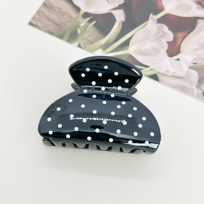Clip de punto de onda blanco lindo japonés, moda, horquilla grande, horquilla de todo fósforo, pinza de tiburón para niña, accesorios para el cabello