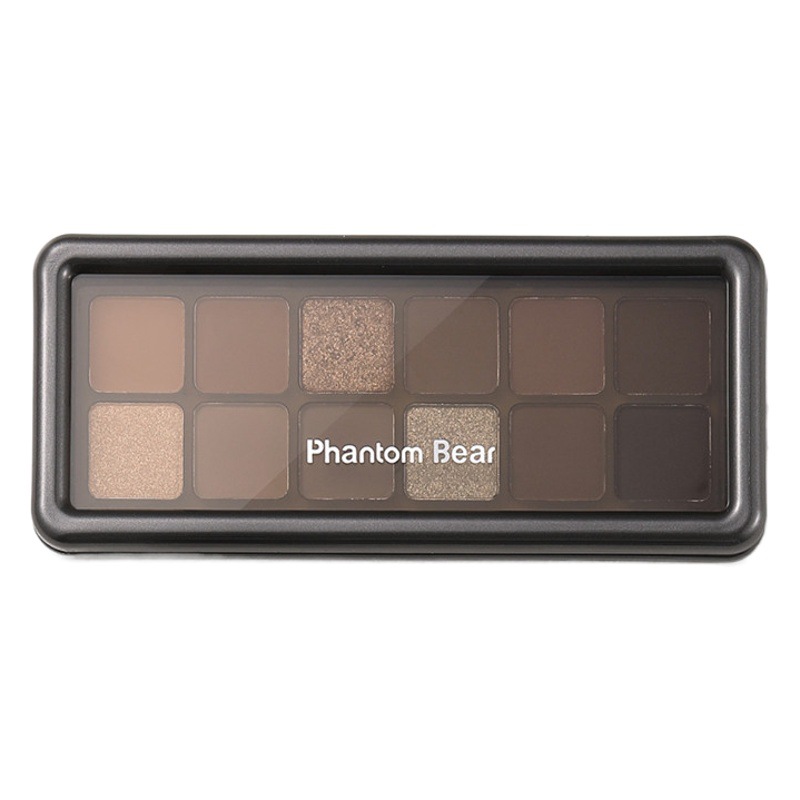 Phantom Bear Haze Eyeshadow Palette Earth Color Gray Pink Cement Palette 12 Colors Low Saturation Pearlescent Diamond Matte Eyeshadow