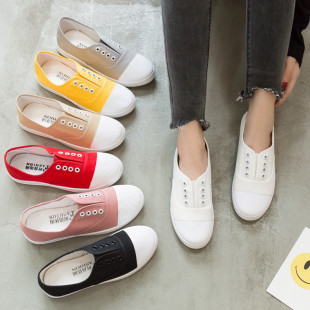 2025 New Low-Top Canvas Shoes Student Flat Casual Women's Shoes Slip-On Lazy Shoes White Shoes Dropshipping
