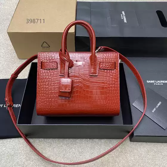 Yves Saint Laurent Original Factory Leather Crocodile Print Overstock Crossbody Shoulder Bag Vintage Accordion Shopper