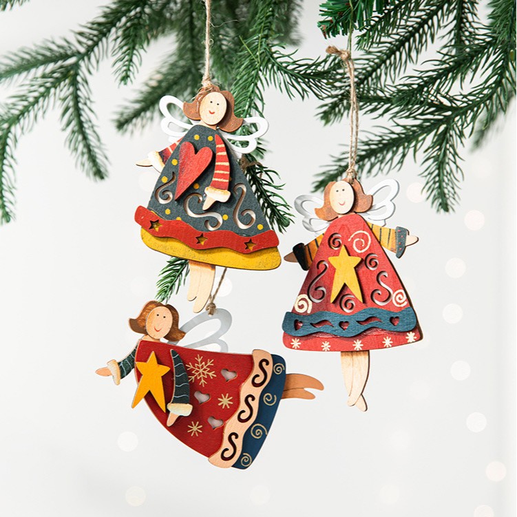 Cruz frontera decoración de Navidad muñeca creativa colgante Ángel colgante árbol de Navidad pintado colgante pequeño colgante
