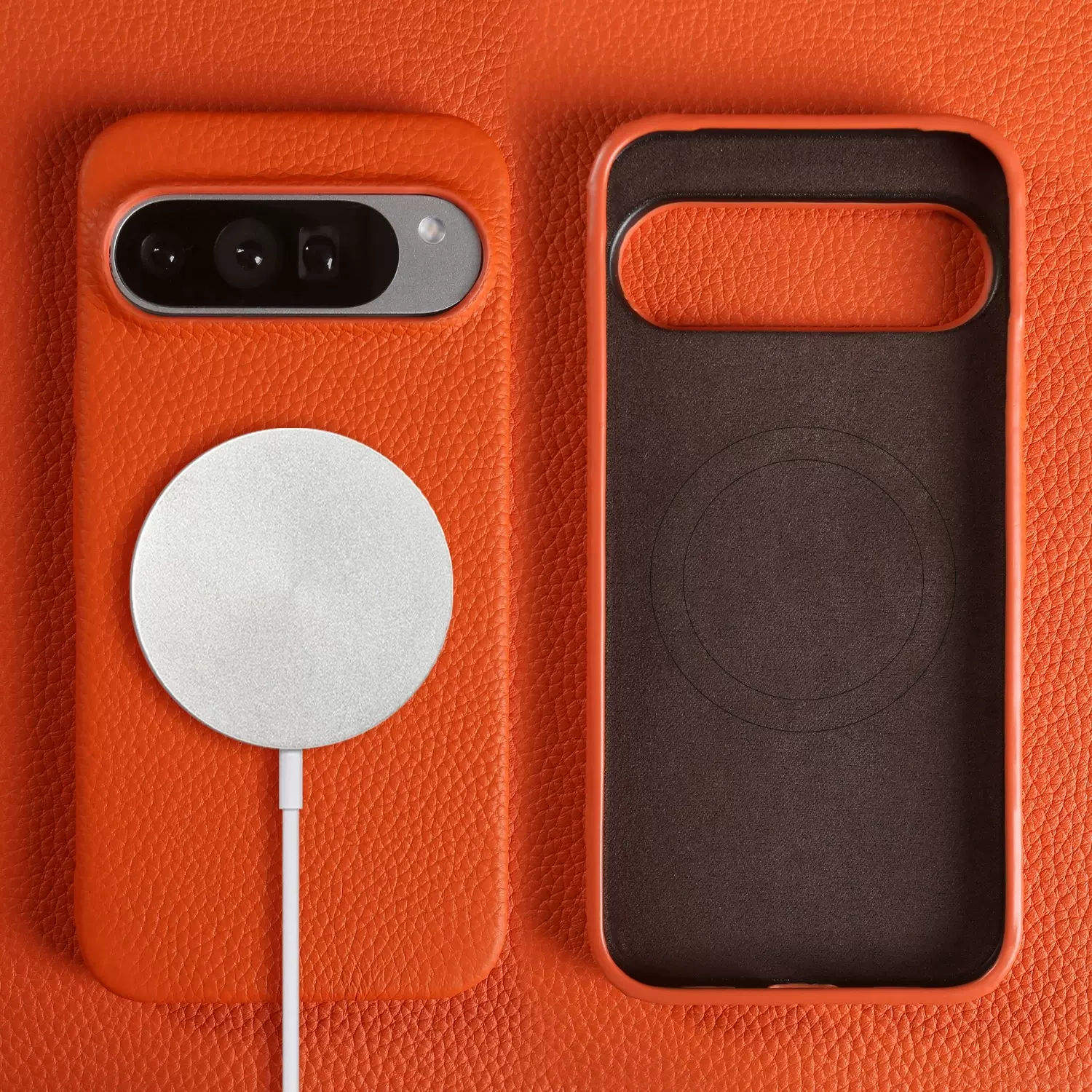 荔枝纹真皮适用谷歌Pixel10Pro手机壳pixel9XL保护套磁吸全包防摔