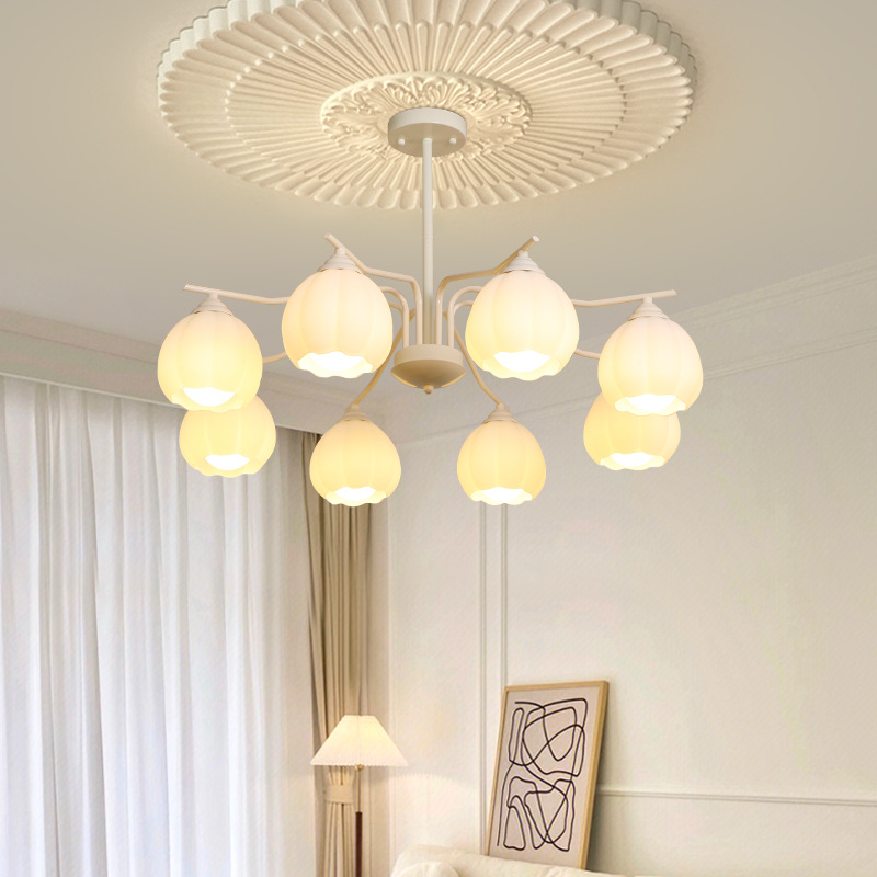 Lámpara de brotes de flores de estilo francés crema moderna simple romántica cálida lámpara de sala de estar comedor medieval dormitorio lámpara de estudio