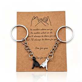 Couple Keychain Set 情侣钥匙扣套装手拉手合金钥匙扣带祝福卡片