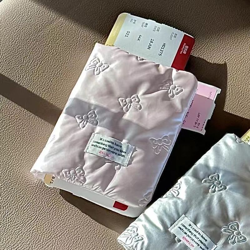 韩版少女粉蝴蝶结护照夹ins可爱多功能出国旅行机票证件卡套收纳|undefined
