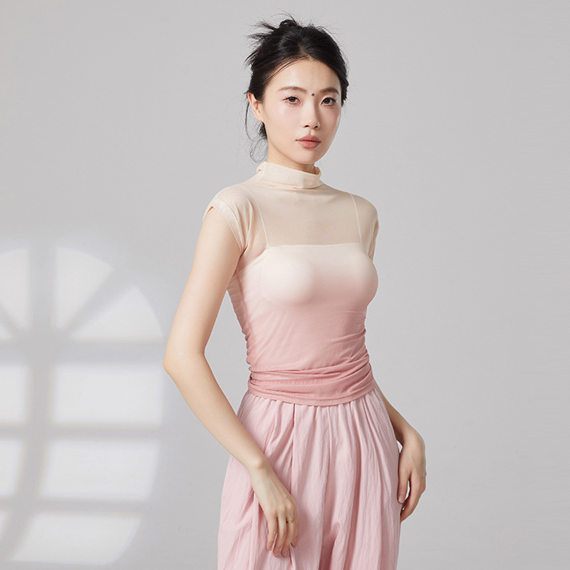 Modern Dance Clothing Summer Gradient Short-sleeved Top Classical Dance Practice Clothing Body Training Shirt