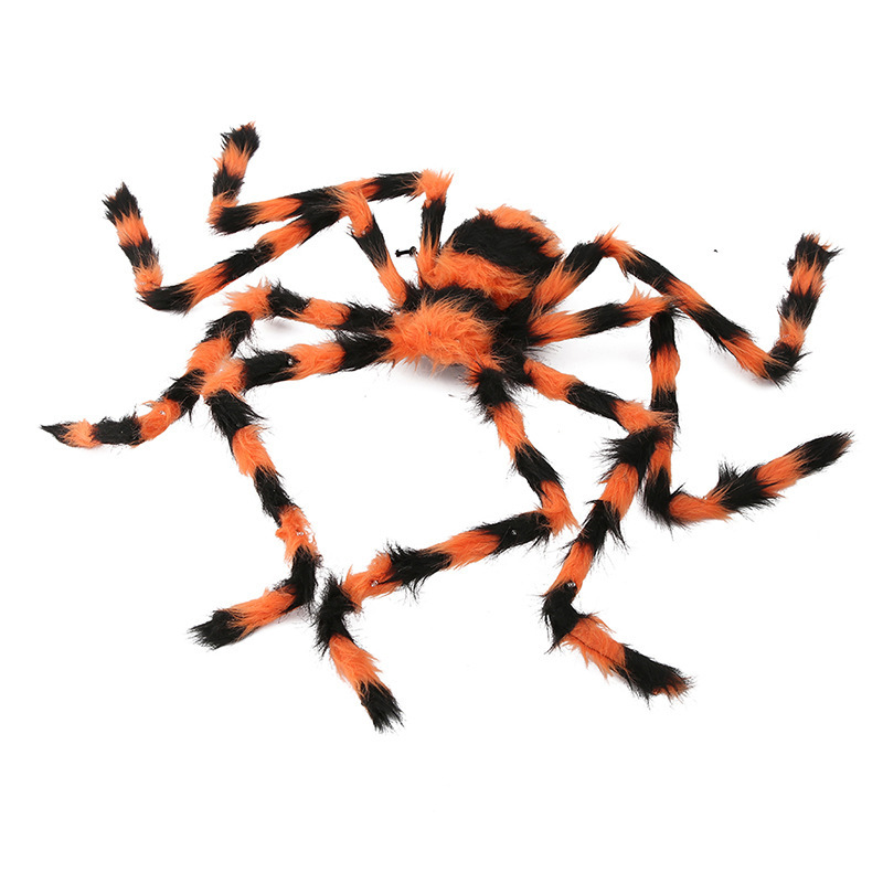 Halloween 125cm color brillante naranja rayas negras araña grande accesorios de terror decoración de lugares al aire libre