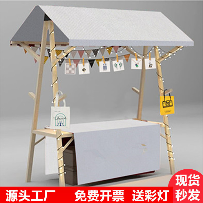 夜市屋台棚 マーケットブース 木製イベントシェルフ 屋外クリエイティブスナックカートディスプレイスタンド|undefined