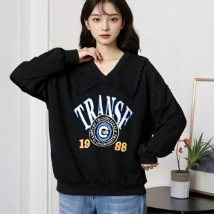Deformation strategy 2024 autumn plus size slimming plus fat increase sweater women Korean version of loose lazy wind doll collar jacket