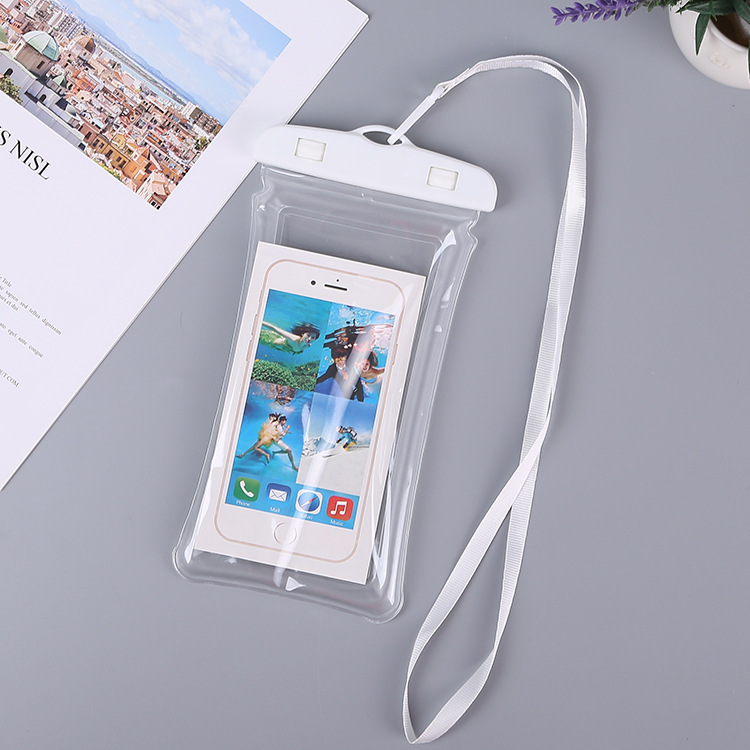Beach rafting funda impermeable luminosa funda protectora venta al por mayor bolsa de natación bolsa de aire bolsa impermeable para teléfono móvil táctil 3 capas grande